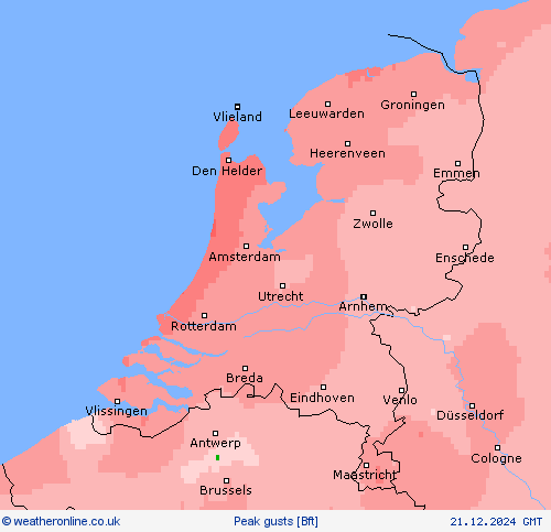 Peak gusts Forecast maps