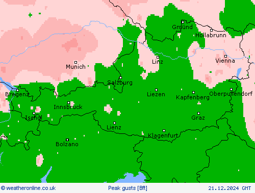 Peak gusts Forecast maps