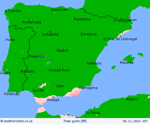 Peak gusts Forecast maps